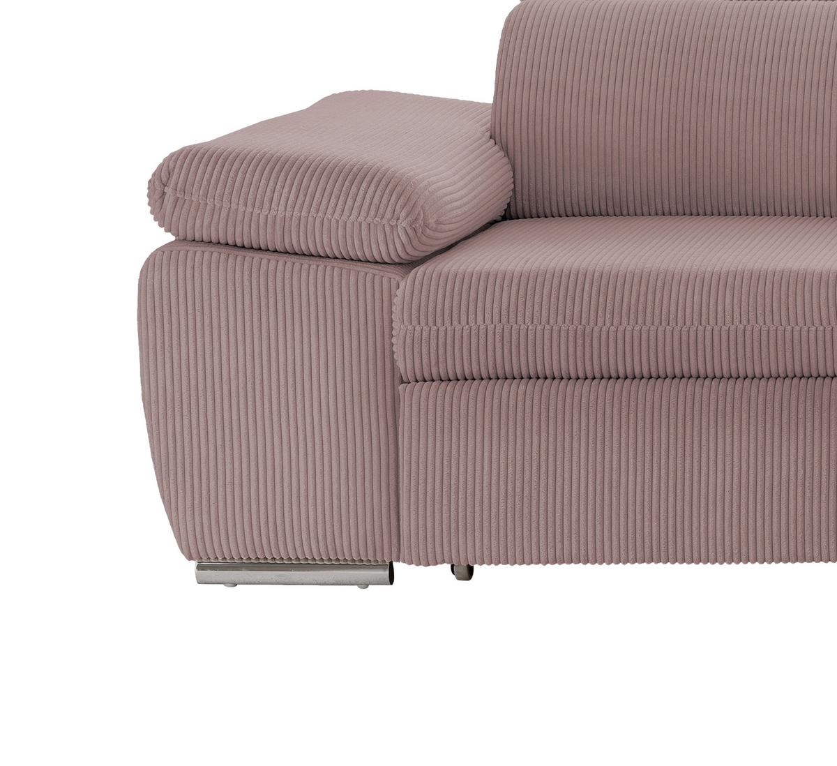 Ecksofa Vasto Rosa S: 283x228 cm - Chromfarben/Rosa, Design, Textil (283/228cm) - Livetastic