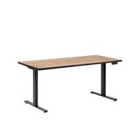 Schreibtisch Serie Eiche Dekor L: 160cm - Eichefarben/Schwarz, KONVENTIONELL, Holzwerkstoff/Metall (160/75/73-117,5cm) - MID.YOU