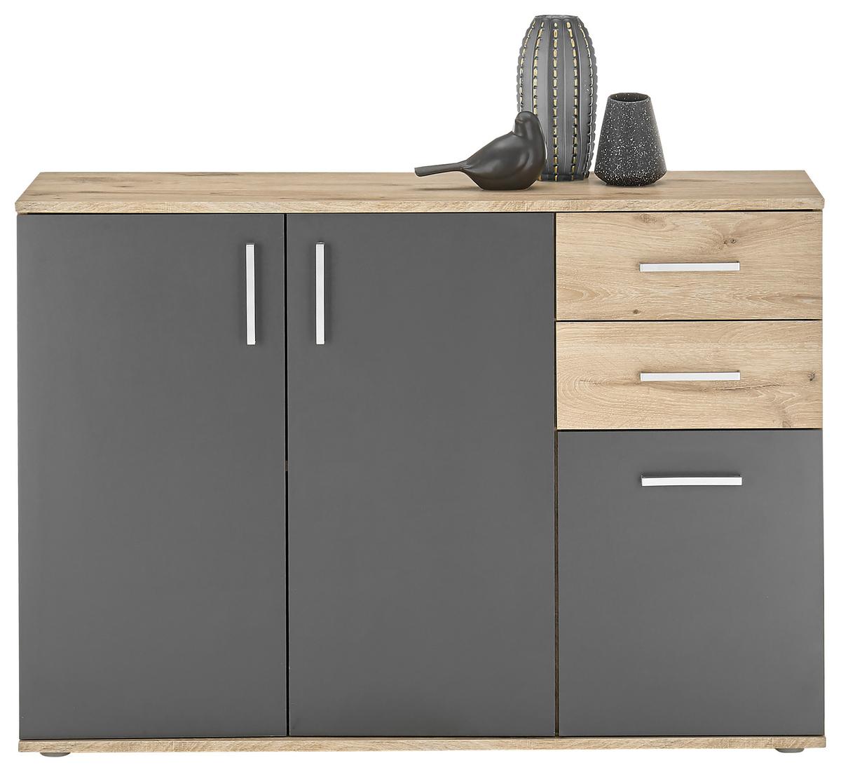 Komód Bc 1040 120/84 Cm - tölgyfa/szürke, Design, faalapú anyag (120/84/35cm) - MID.YOU
