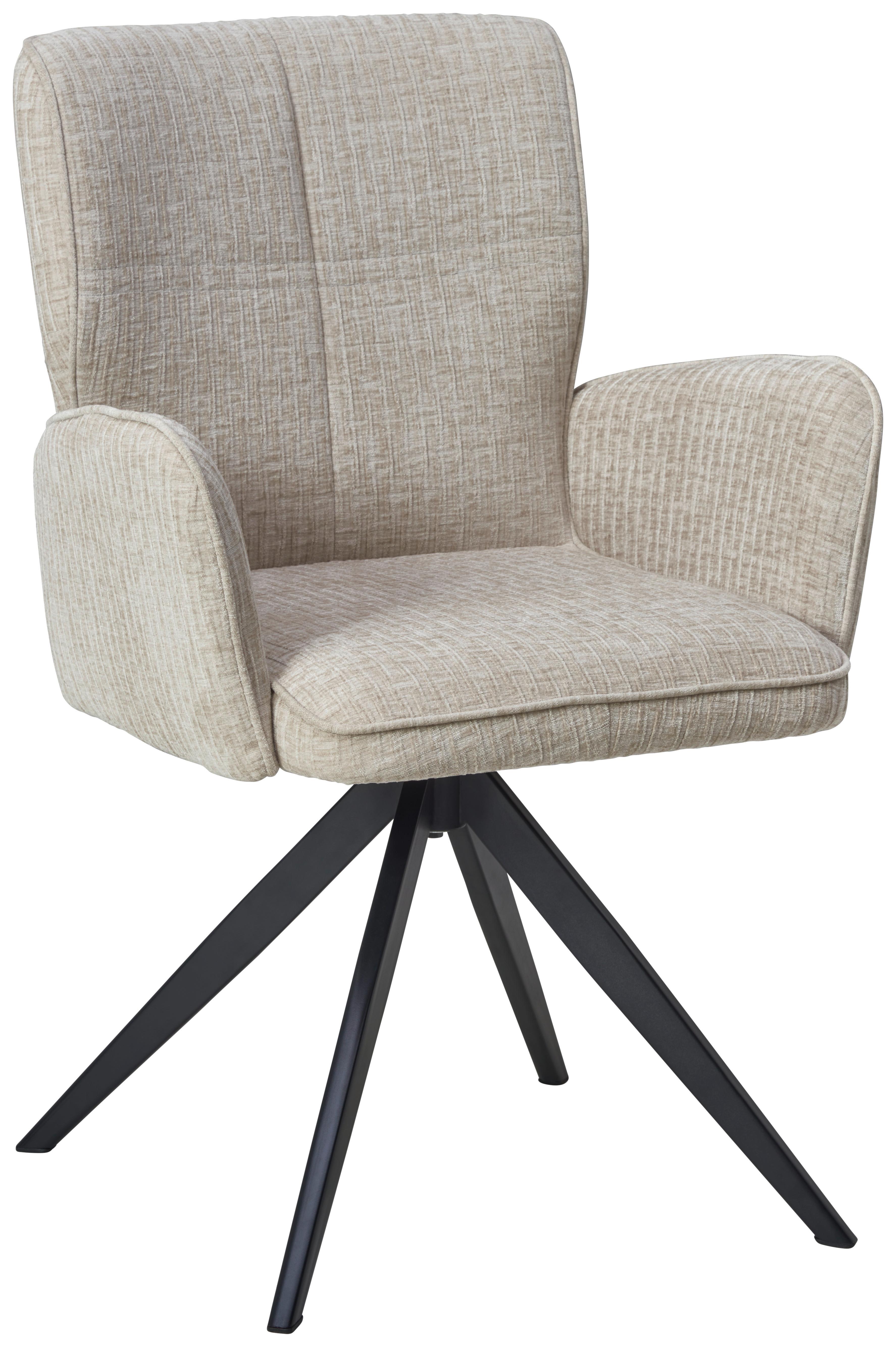 Armlehnstuhl Xilo Schwarz/Beige Gepolstert - Beige/Schwarz, LIFESTYLE, Holz/Textil (60/89/63cm) - MID.YOU