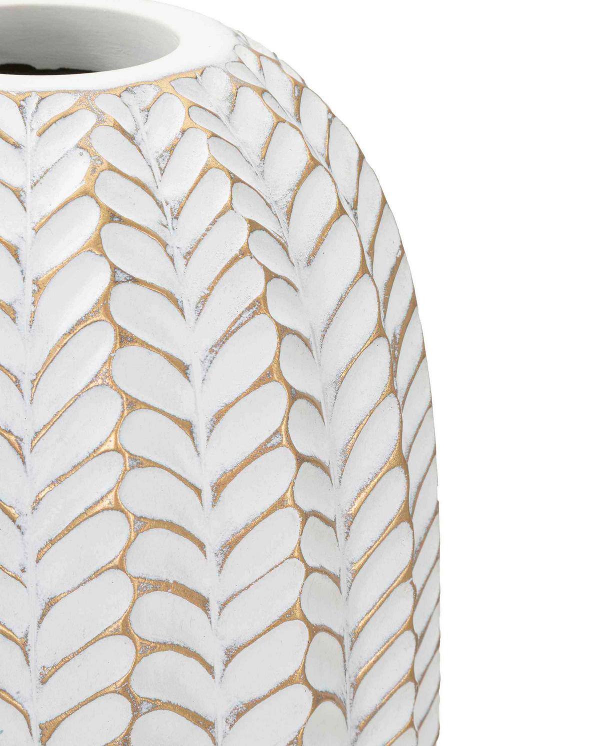 Vase Resina Leaf Weiß, Goldfarben B: 18,5 cm - Goldfarben/Weiß, Basics, Kunststoff (18.5/46/18.5cm)