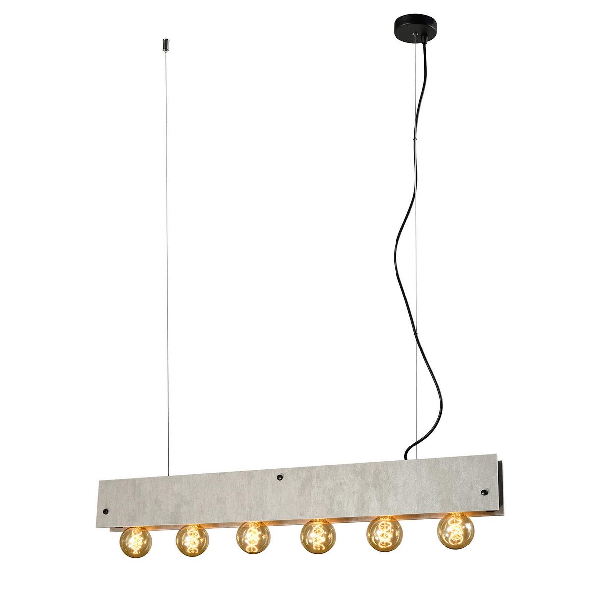 Hängeleuchte 5064/Sc - Schwarz/Grau, Natur, Metall (100/9/150cm)