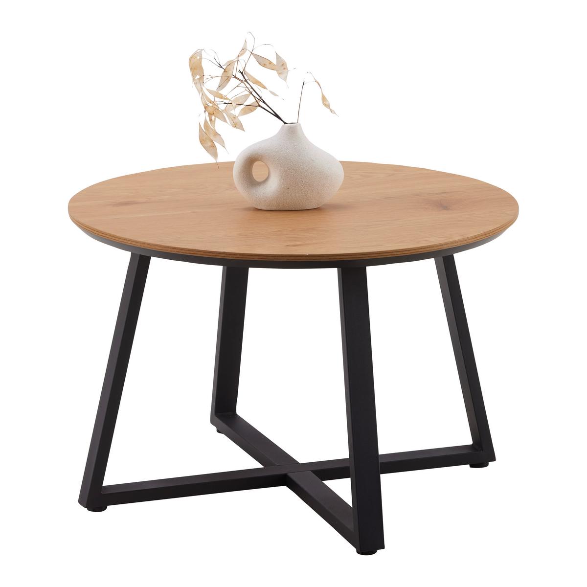 KONFERENČNÍ STOLEK BRAVA - černá/přírodní barvy, Moderní, kov/kompozitní dřevo (70/70/45cm) - Mömax