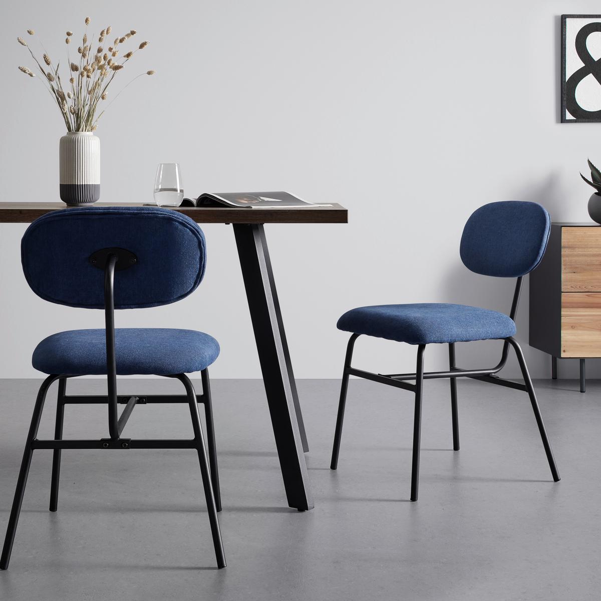 Sada 2ks židlí PINO modrá - modrá/černá, Moderní, kov/dřevo (46/80/55cm) - PBJ