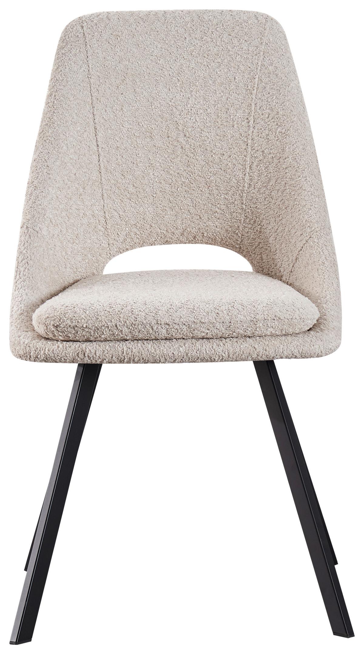 Esszimmerstuhl Cindy Beige Echtholz Beine - Beige/Schwarz, MODERN, Holz/Textil (46/85,5/58cm) - MID.YOU