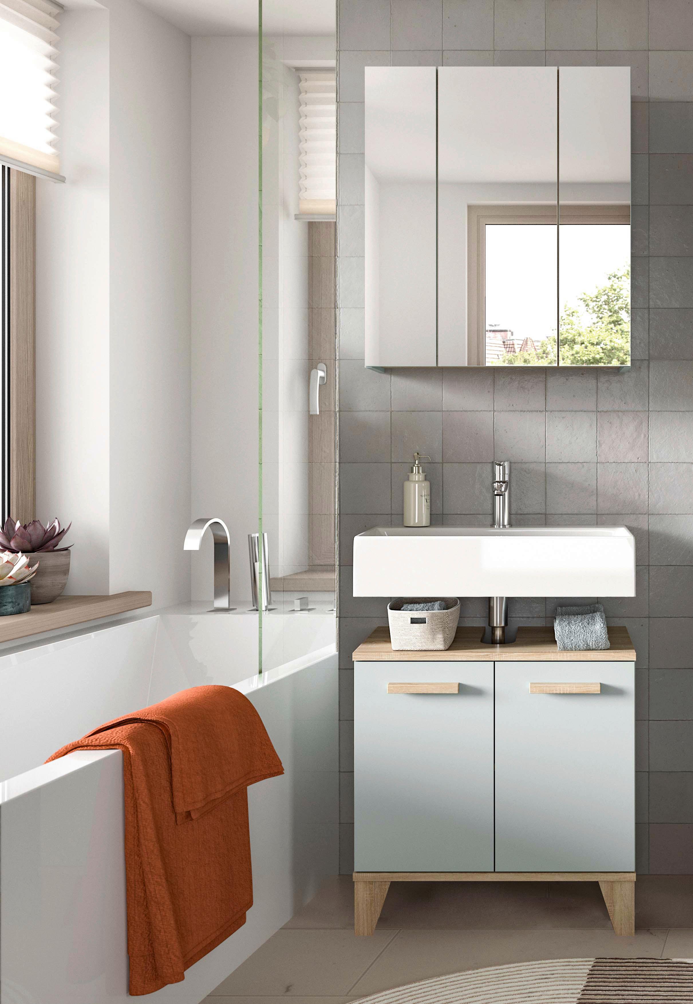 Badezimmer Star Hellgrün/Eiche Dekor B: 60cm - Eichefarben/Hellgrün, MODERN, Holzwerkstoff (60/184/34cm) - MID.YOU