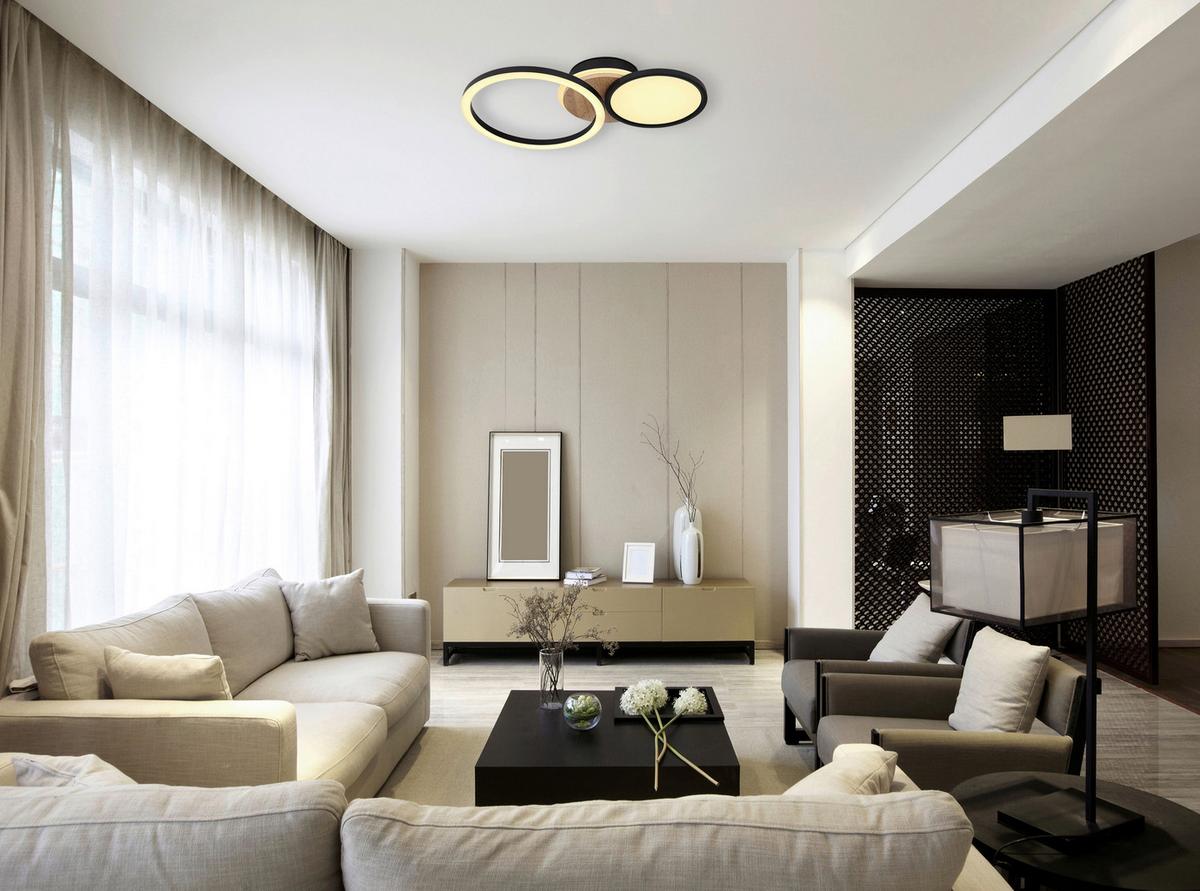 Led Mennyezeti Lámpa 67273-28 Sid - sötétbarna/fekete, Design, műanyag/faalapú anyag (51,5/30/10,5cm) - Globo