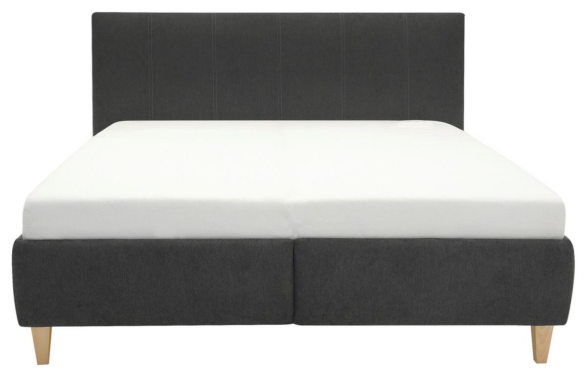Čalouněná posteľ LANETA - antracitová/barvy buku, Moderní, dřevo/textil (160/200cm)