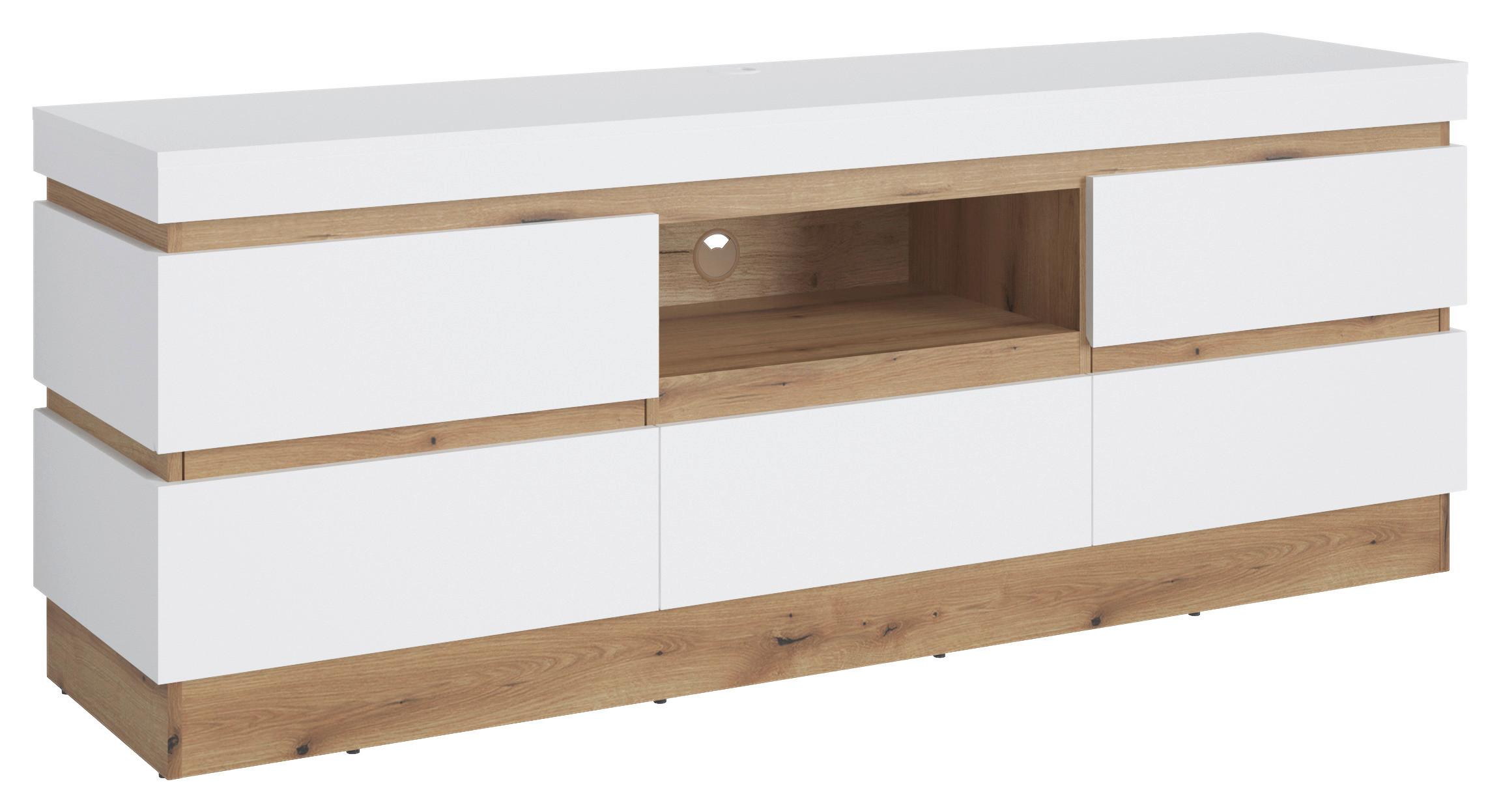 Tv-elem Calabria - tölgyfa/fehér, Trend, faalapú anyag (180,2/68/45cm)