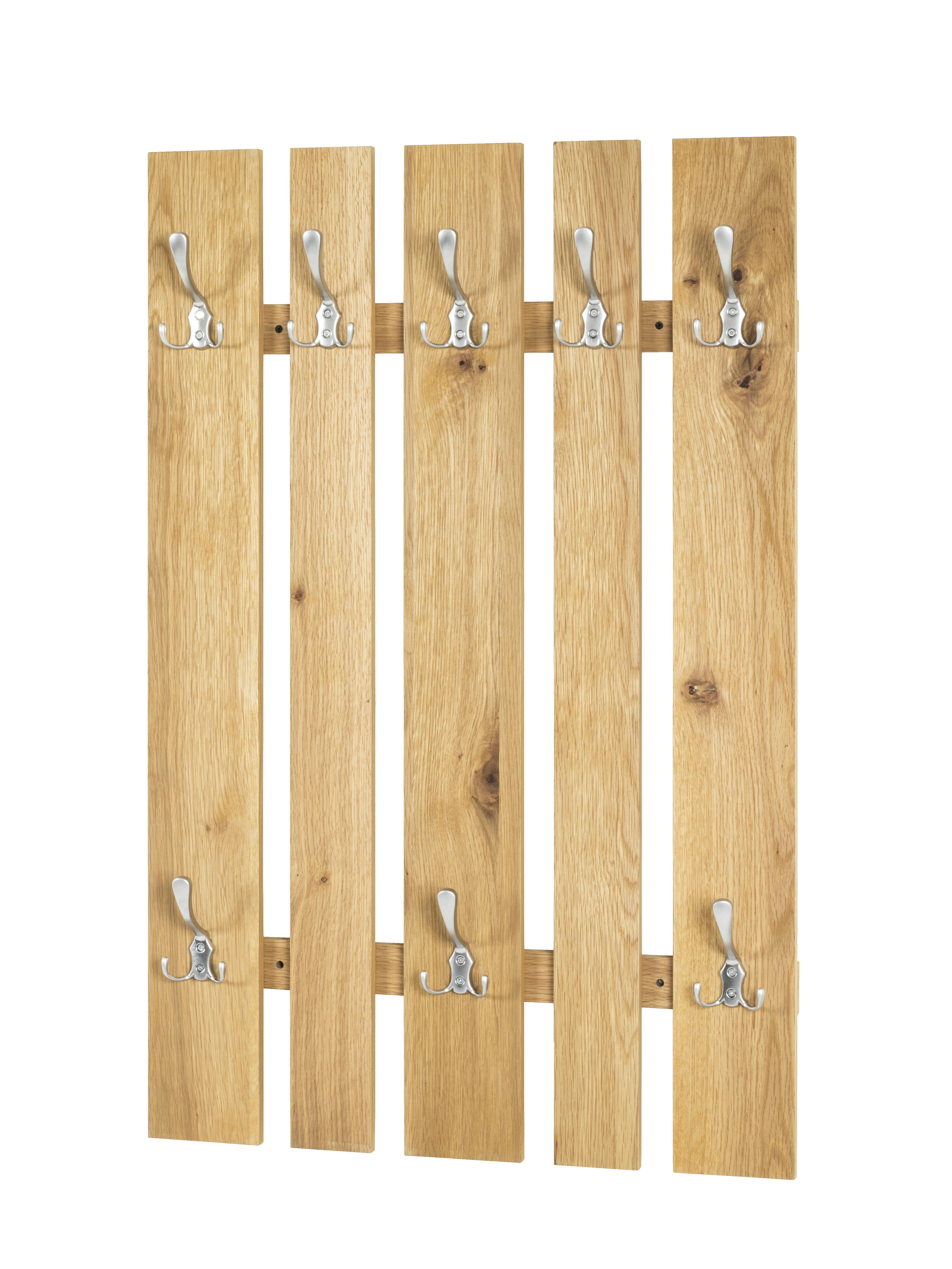 Wandgarderobe 8 Haken Eiche Dekor - Basics, Holzwerkstoff/Metall (65/100/9cm)