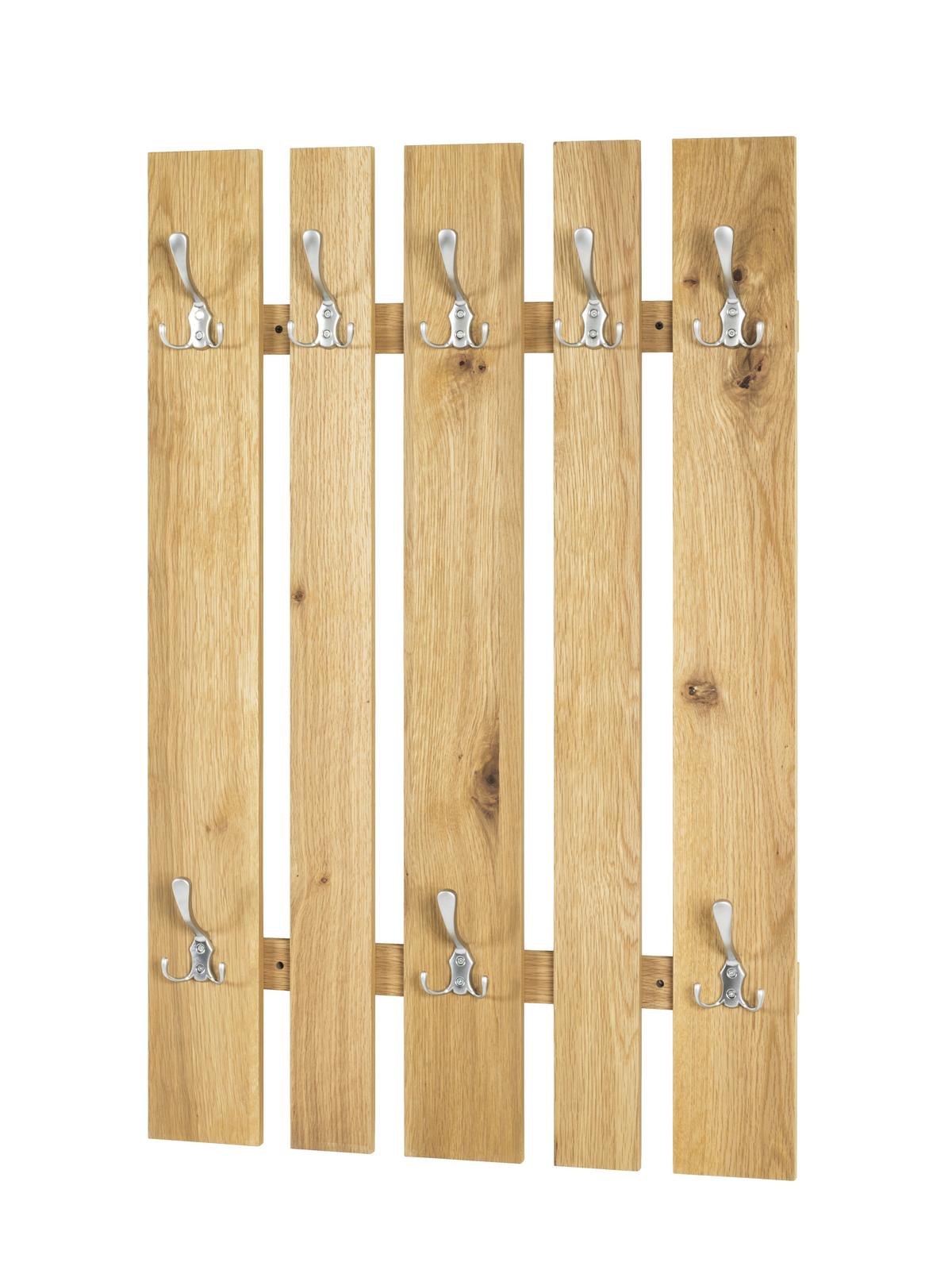 Wandgarderobe 8 Haken Eiche Dekor - Basics, Holzwerkstoff/Metall (65/100/9cm)