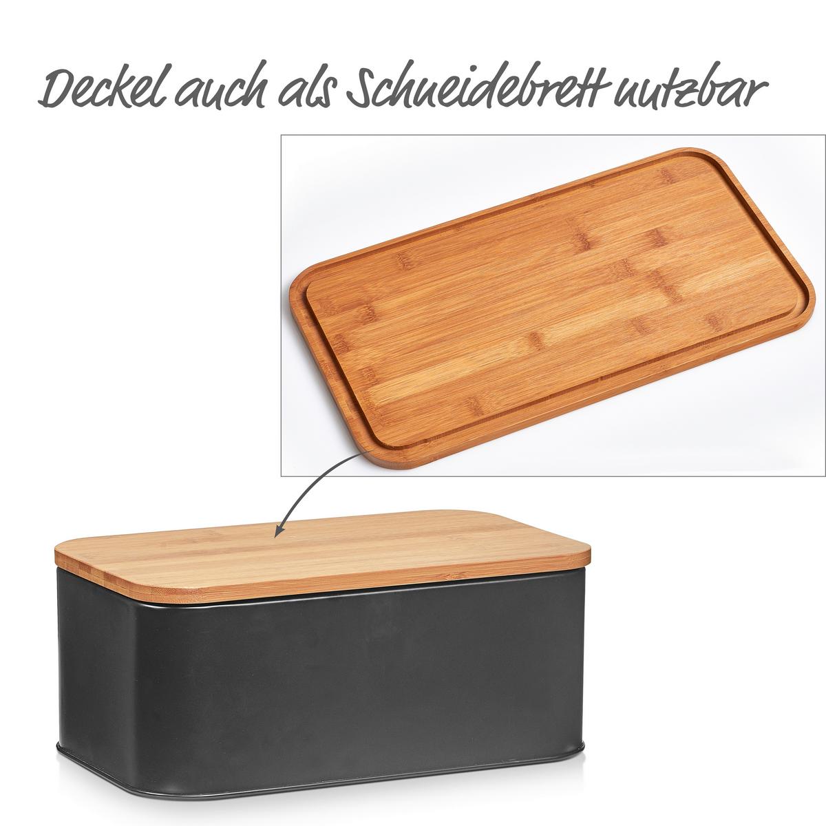 Brotkasten Schwarz B: 31 Cm - Schwarz, Basics, Holz/Metall (31/18/13cm) - Zeller Present