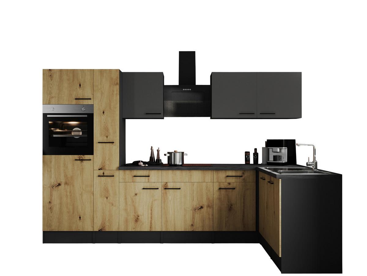 Eckküche Oliver Artisan Dekor/grau S:310x172cm - Eiche Artisan/Grau, Design, Holzwerkstoff (310/172cm) - Respekta