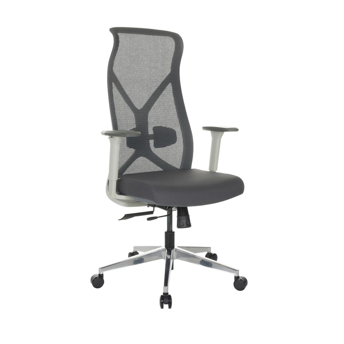 Drehstuhl Azurro White - Silberfarben/Schwarz, Basics, Kunststoff/Textil (69/119-128/60cm) - MID.YOU