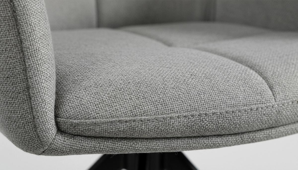 Armlehnstuhl Emily Leinenoptik Beige B: 57 cm - Beige/Schwarz, KONVENTIONELL, Textil/Metall (56/90/64cm)