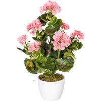 Kunstpflanze Geranie inkl. Topf D: 13 cm - Rosa/Weiß, Design, Keramik/Kunststoff (40cm) - P & B