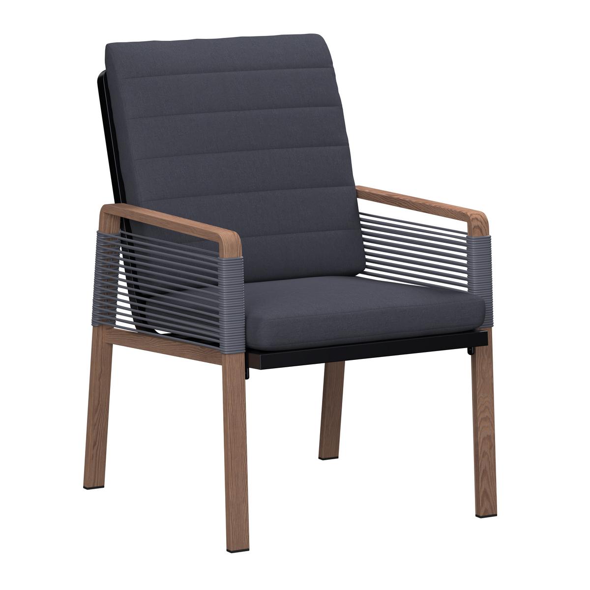 Loungegarnitur Marokko - Dunkelgrau/Naturfarben, Basics, Kunststoff/Textil (218/179cm) - Beldano