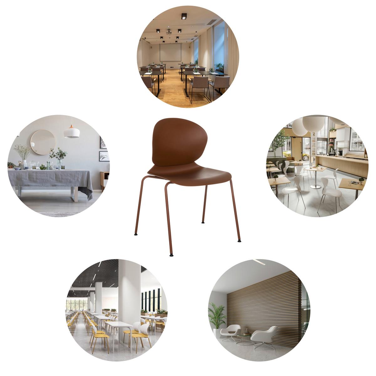 Besucherstuhl T36 Vi Rotbraun B: 56 cm - Rotbraun/Silberfarben, MODERN, Kunststoff/Metall (56/80/54cm) - MID.YOU