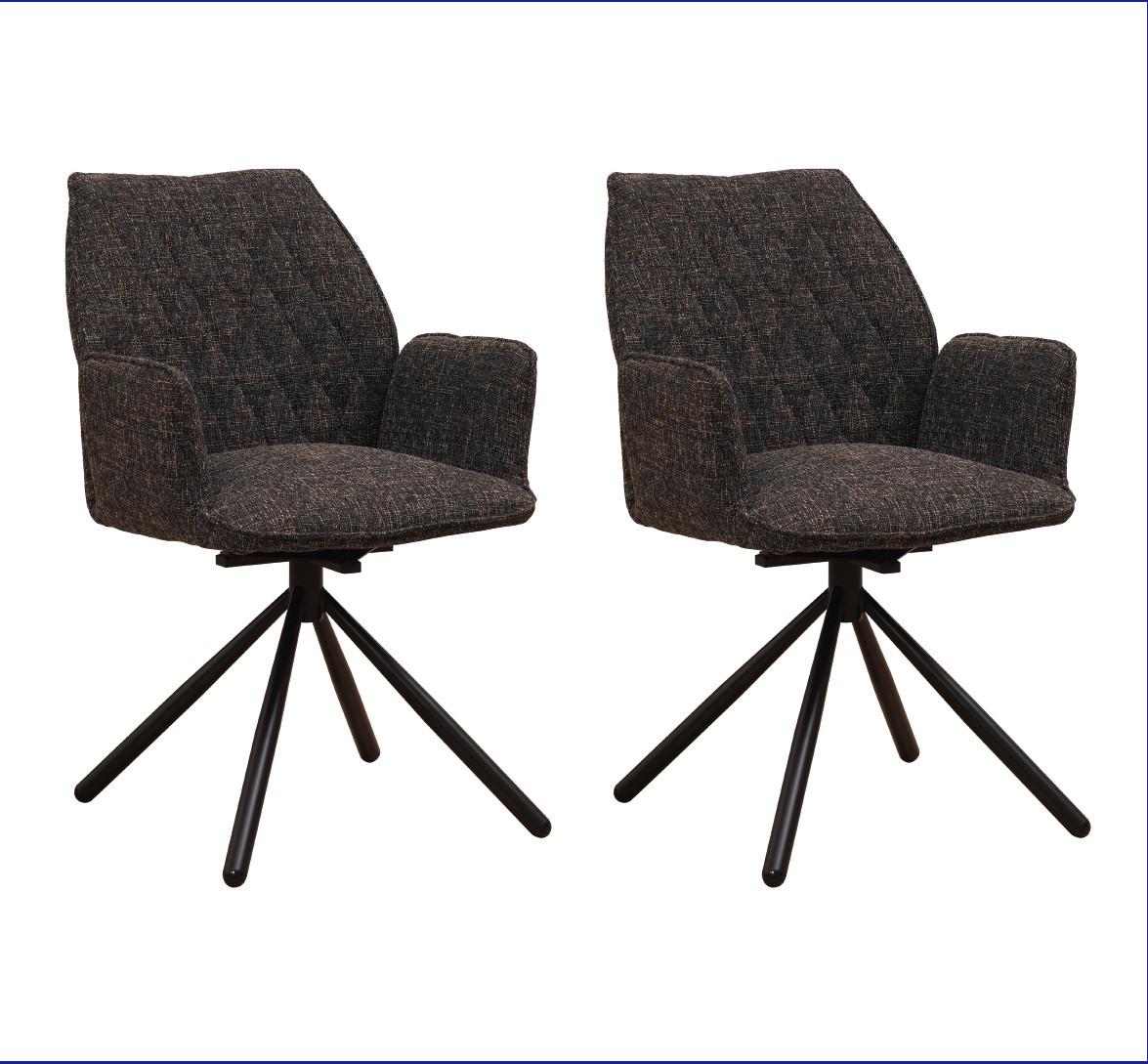Armlehnstuhl-Set Donny Schwarz B: 57,5 cm - Schwarz, MODERN, Textil/Metall (57,5/92/52cm) - MID.YOU
