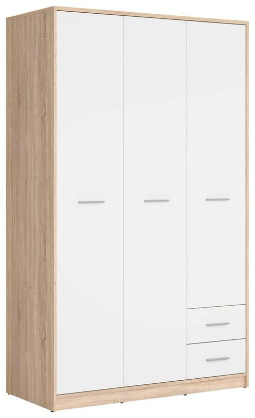 Drehtürenschrank Nepo Plus - Weiß/Sonoma Eiche, MODERN, Holzwerkstoff (118,5/197/54,5cm) - MID.YOU