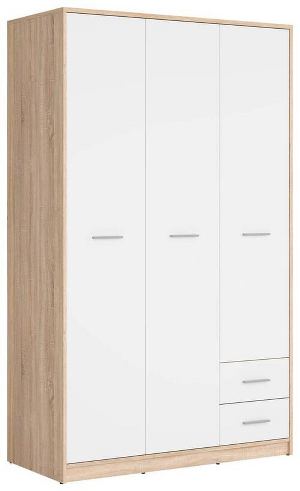 Drehtürenschrank Nepo Plus - Weiß/Sonoma Eiche, MODERN, Holzwerkstoff (118,5/197/54,5cm) - MID.YOU