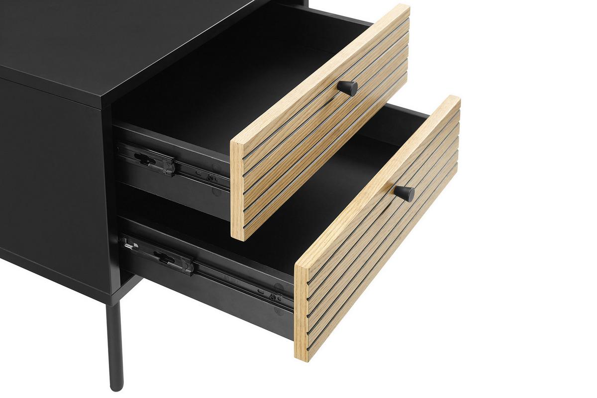 Nachttisch Schwarz/Eichefarben B: 50 cm - Eichefarben/Schwarz, Design, Holz/Holzwerkstoff (50/50/40cm) - Livetastic