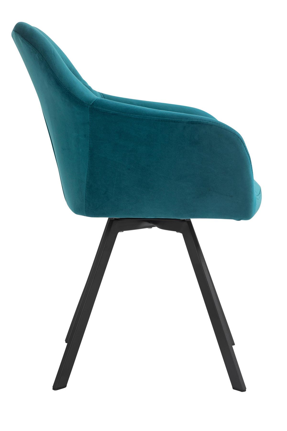 Tischgruppe Cognac/türkis L: 160 Cm - Türkis/Cognac, MODERN, Holz/Textil (160/85/77cm) - Livetastic