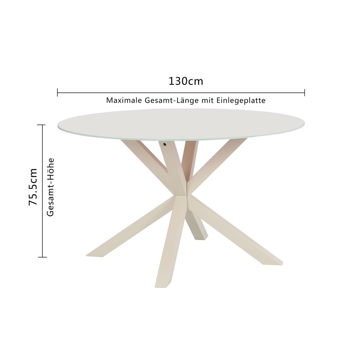 Esstisch Vanda Kaschmir D: 130 cm - Kaschmir, MODERN, Glas/Metall (130/130/75,5cm) - P & B