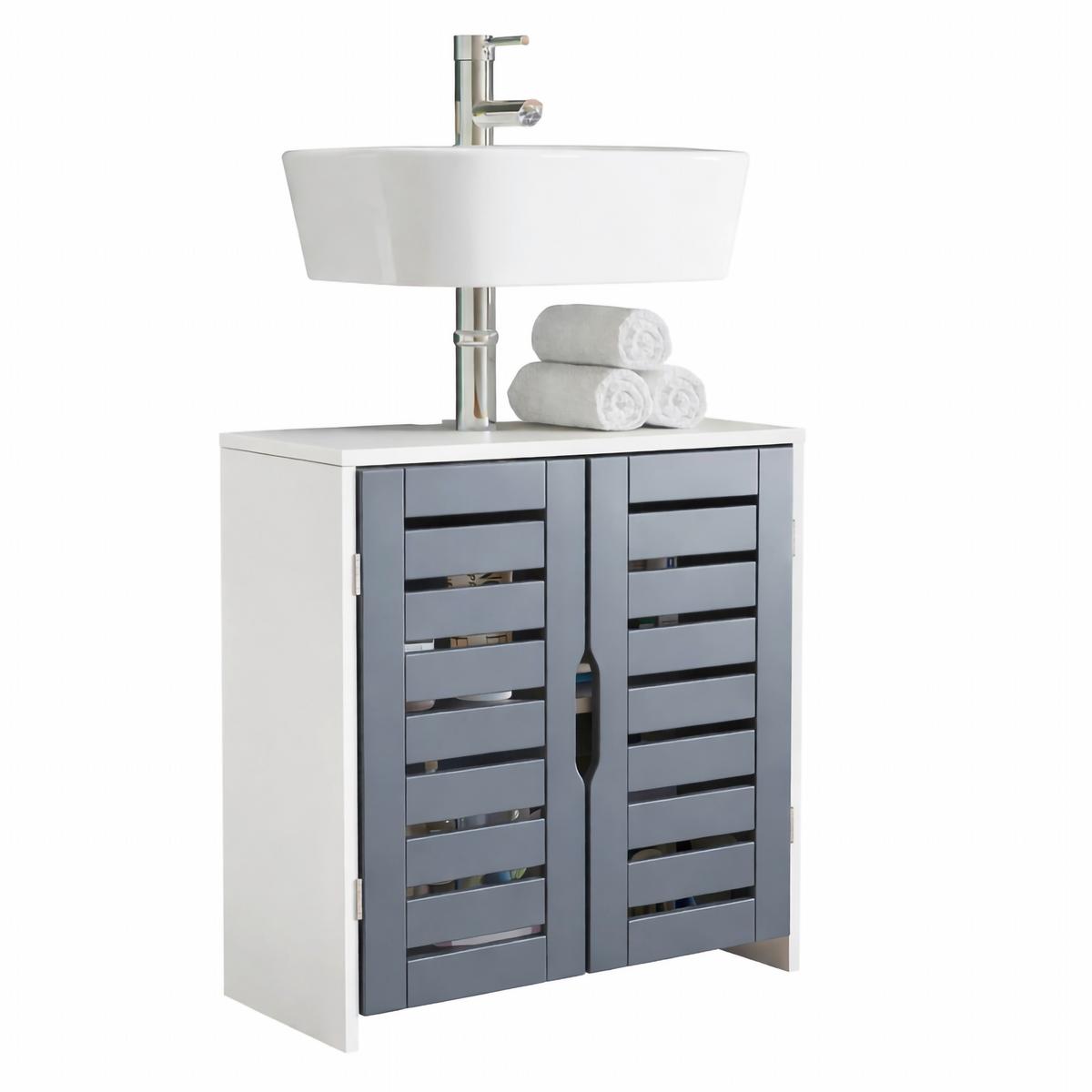 WASCHBECKENUNTERSCHRANK Flonali Weiß/Anthrazit B: 60cm - Anthrazit/Weiß, Trend, Holzwerkstoff (60/60/29cm) - MID.YOU