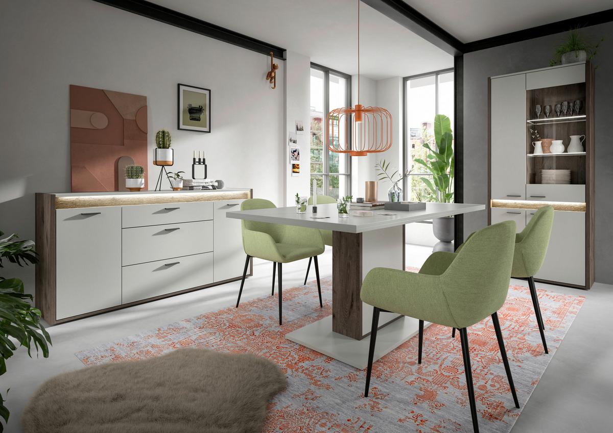 Vitrine Falcona B: 82 cm Nox Oak Dekor Hellgrau Nb - Design, Glas/Holzwerkstoff (82/198/37cm) - MID.YOU