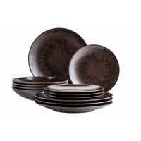 Tafelservice Steinzeug Dunkelbraun 12--Teilig. - Dunkelbraun, Basics, Keramik - Mäser