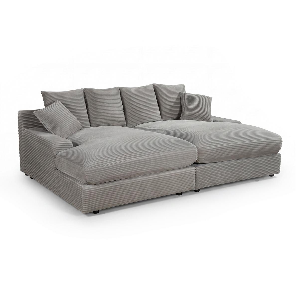 Veľká pohovka ELEONORA, sv.sivý menčester, max. 360 kg - čierna/svetlosivá, Modern, drevo/textil (250/97/168cm) - Bessagi Home