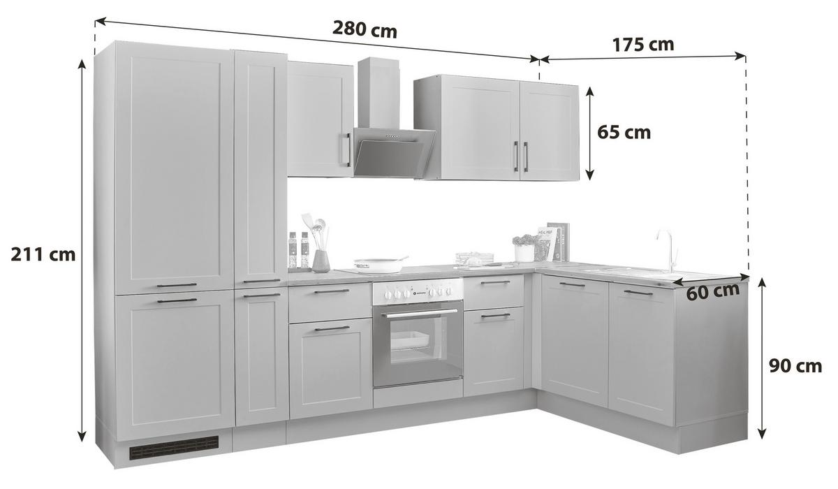 Eckküche Marseille Grün/Eiche Dekor S: 310x175 cm - Eiche Artisan/Grün, Design, Holzwerkstoff (310/175cm) - MID.YOU