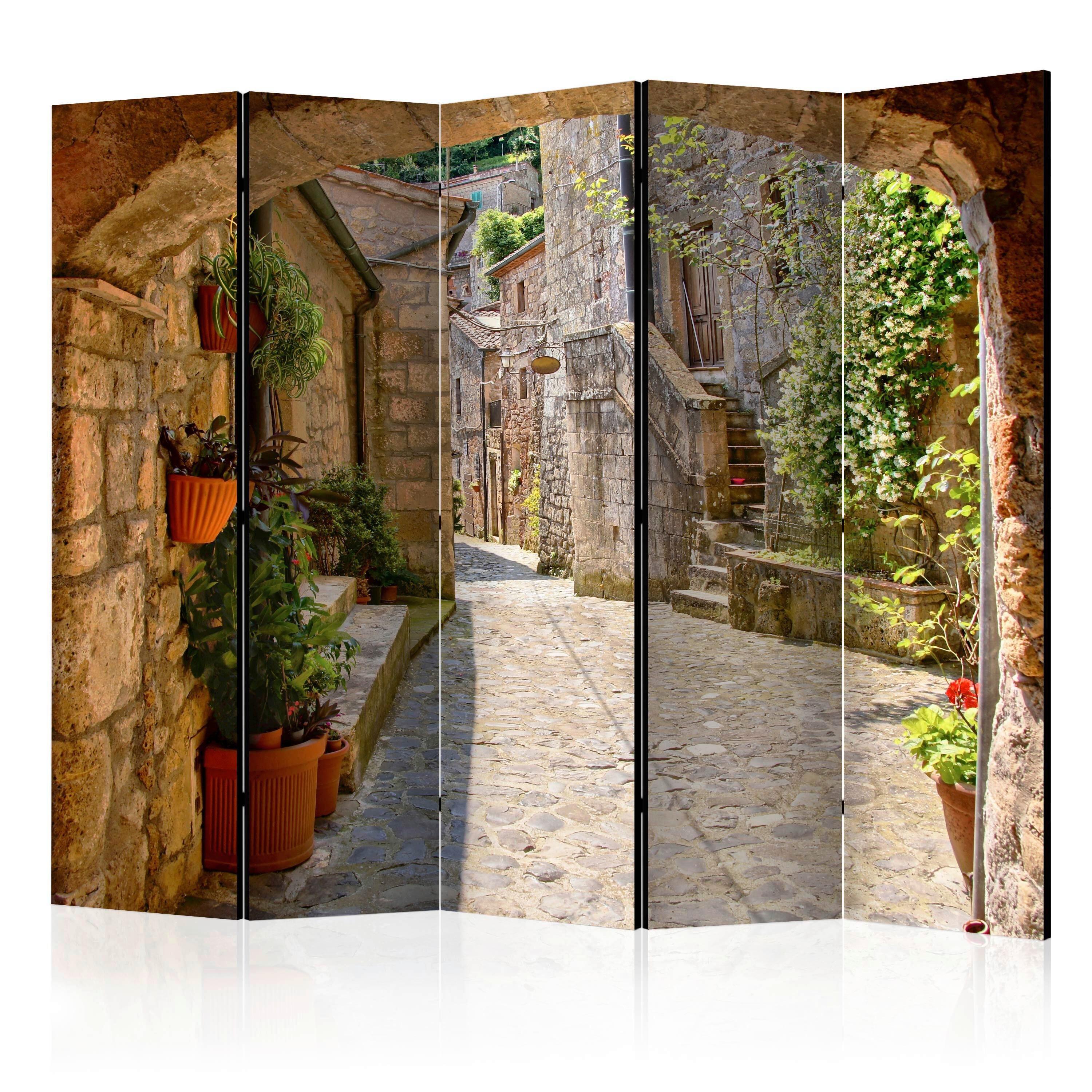 Paravent Braun Grün B: 225 cm - Braun/Grün, Basics, Holz/Kunststoff (225/172/3cm) - artgeist