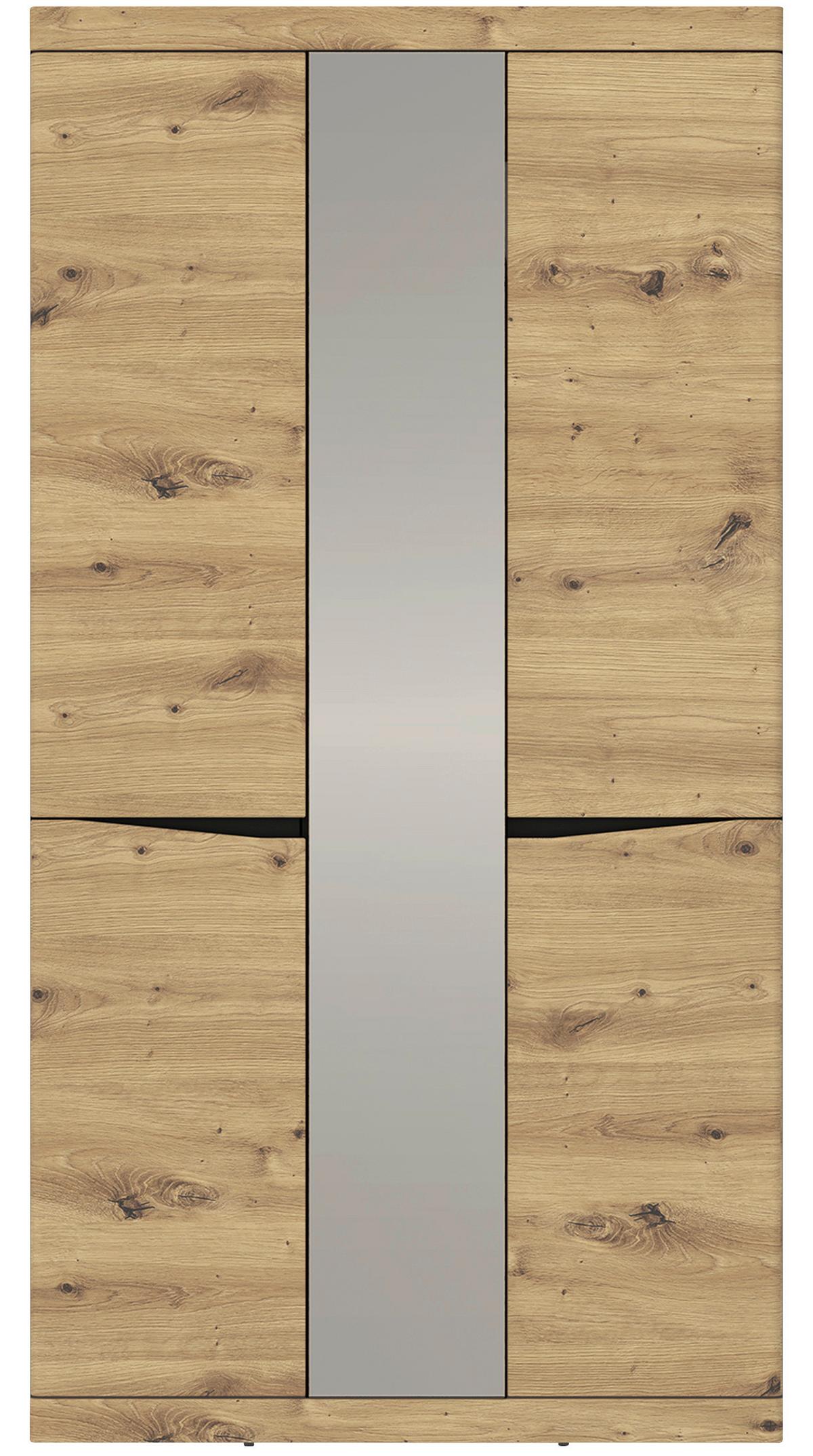 Garderobenschrank Turino Eiche Artisan/anthrazitb:103cm - Anthrazit/Eiche Artisan, Trend, Glas/Holzwerkstoff (103/196,5/39,9cm)