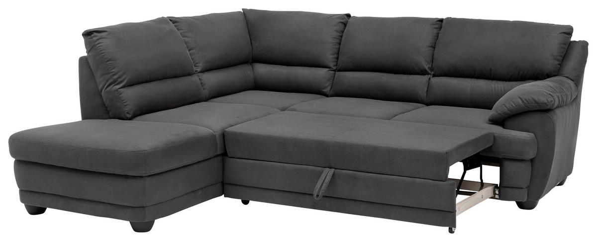 Ecksofa Mit Schlaffunktion Nebolo Anthrazit - Anthrazit/Schwarz, Design, Textil (225/245cm) - Livetastic
