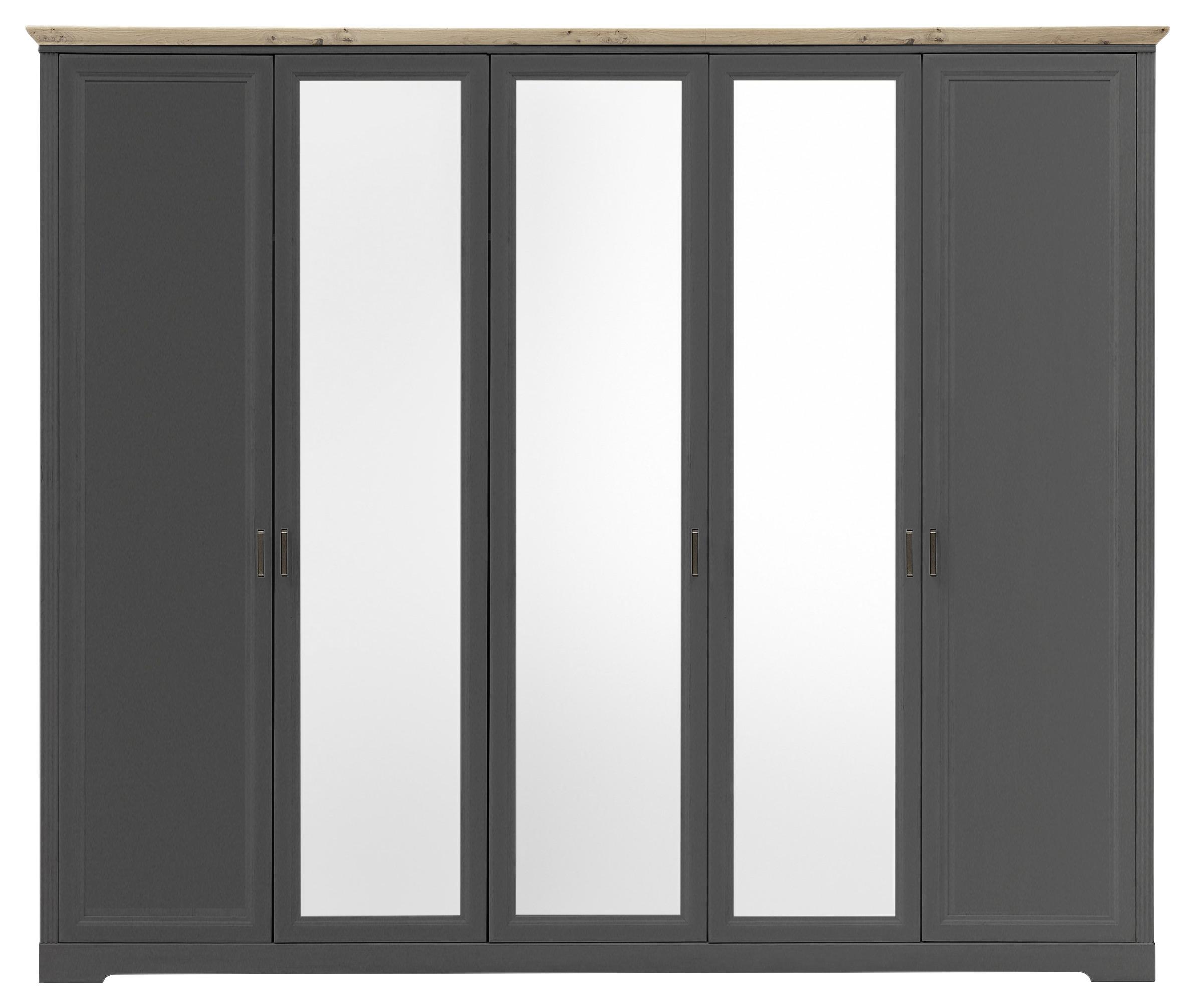 Drehtürenschrank Mit Spiegel 264 cm Jasmin II Graphitfarben - Graphitfarben/Eiche Artisan, LIFESTYLE, Holzwerkstoff (264/220/64cm)