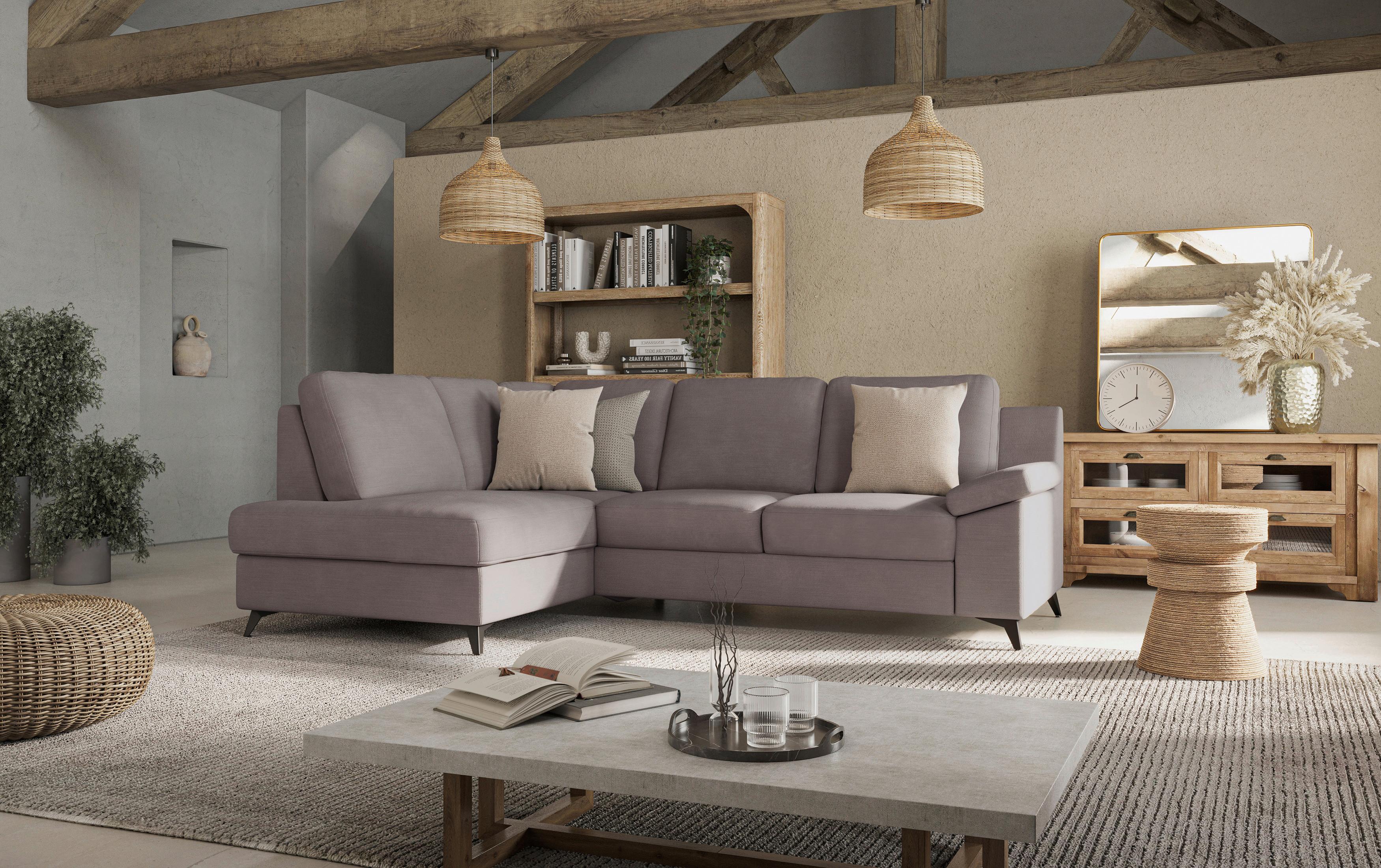 Ecksofa Boom, Taupe S: 170x242 Cm - Taupe/Schwarz, KONVENTIONELL, Textil (170/242cm) - Cotta
