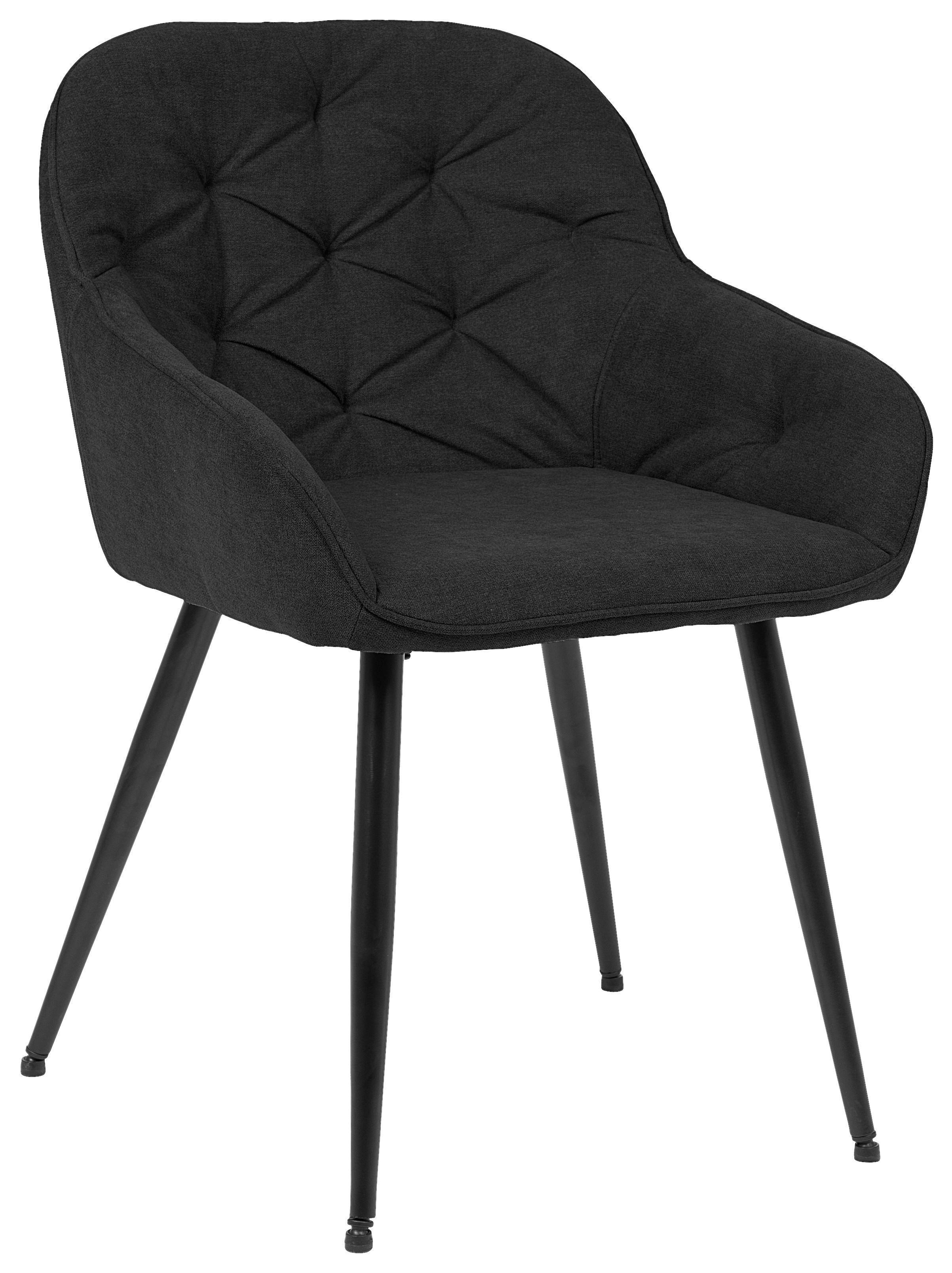 Armlehnstuhl Ancona Webstoff Anthazit B: 55 cm - Anthrazit/Schwarz, ROMANTIK / LANDHAUS, Textil/Metall (55/80/61cm) - Livetastic