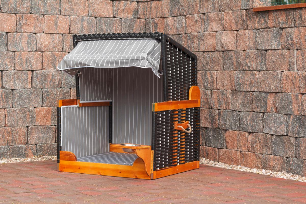 Hundebett Hundestrandkorb Pe - Schwarz/Grau, Basics, Holz/Kunststoff (75/95/6cm) - Gardenson