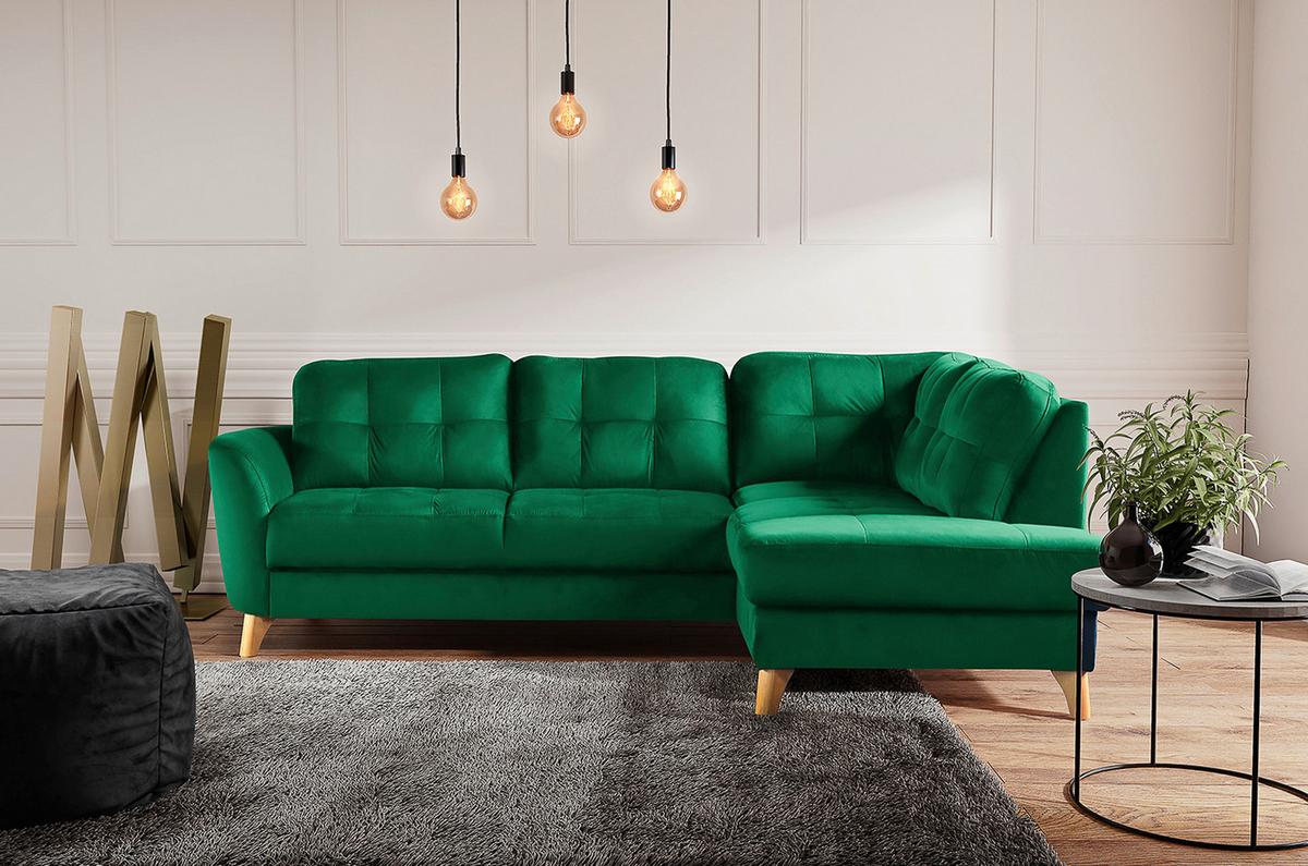 Ecksofa Nordic Dunkelgrün S: 236x190 cm - Dunkelgrün/Buchefarben, Design, Textil (236/190cm) - Livetastic