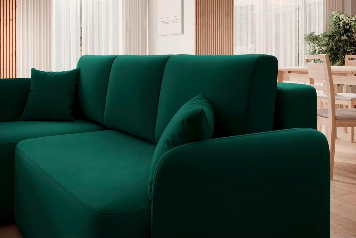 Ecksofa Hadson Grün S: 150x206 cm - Schwarz/Grün, Design, Textil (150/206cm) - MID.YOU