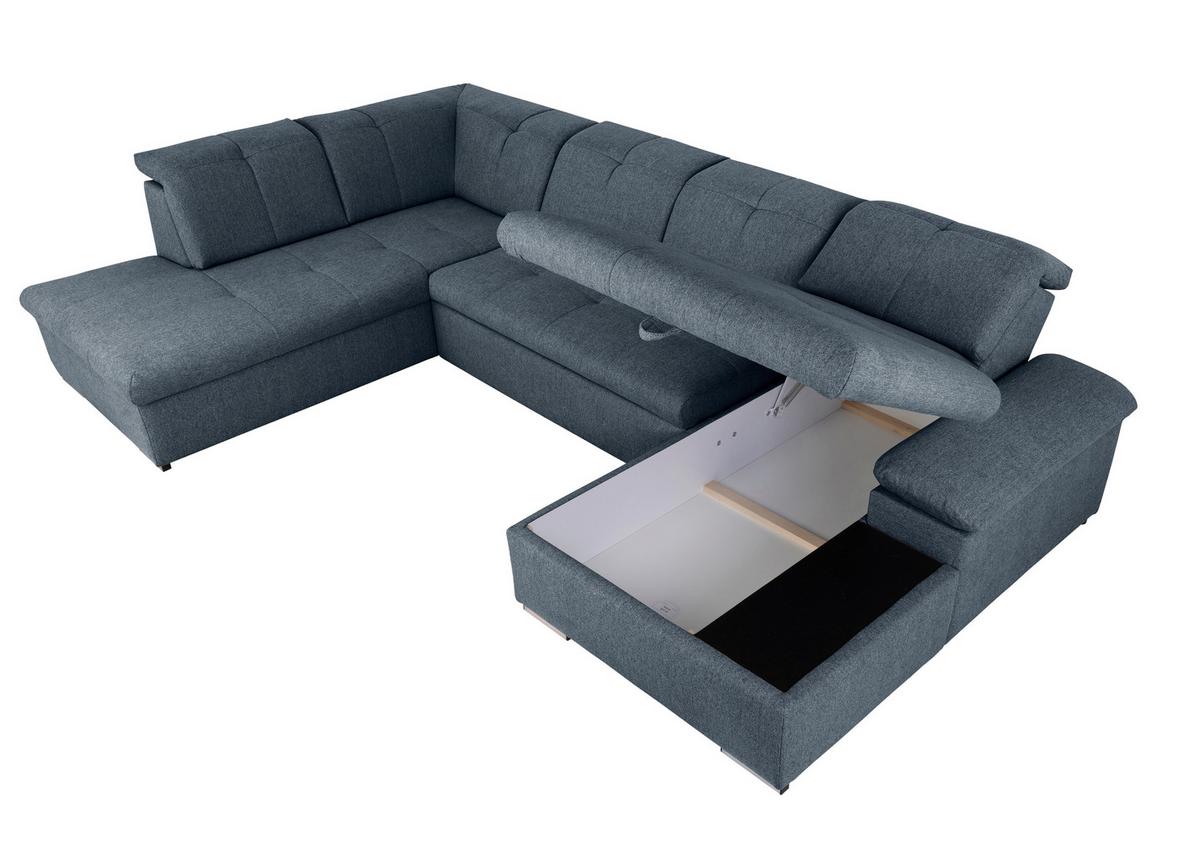 Wohnlandschaft Ramzes Dunkelblau U: 215x328x173 cm - Dunkelblau/Grau, Design, Textil (215/328/173cm) - MID.YOU