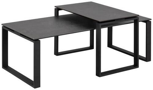 Couchtisch Set 2-teilig Katrine Schwarz - Schwarz, Trend, Glas/Metall (115/55/45cm) - MID.YOU