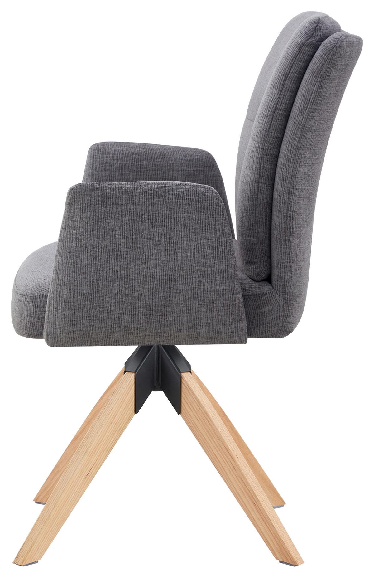 Armlehnstuhl Matei Webstoff grau, B: 60 cm - Naturfarben/Grau, KONVENTIONELL, Holz/Textil (60/94/66cm) - Livetastic