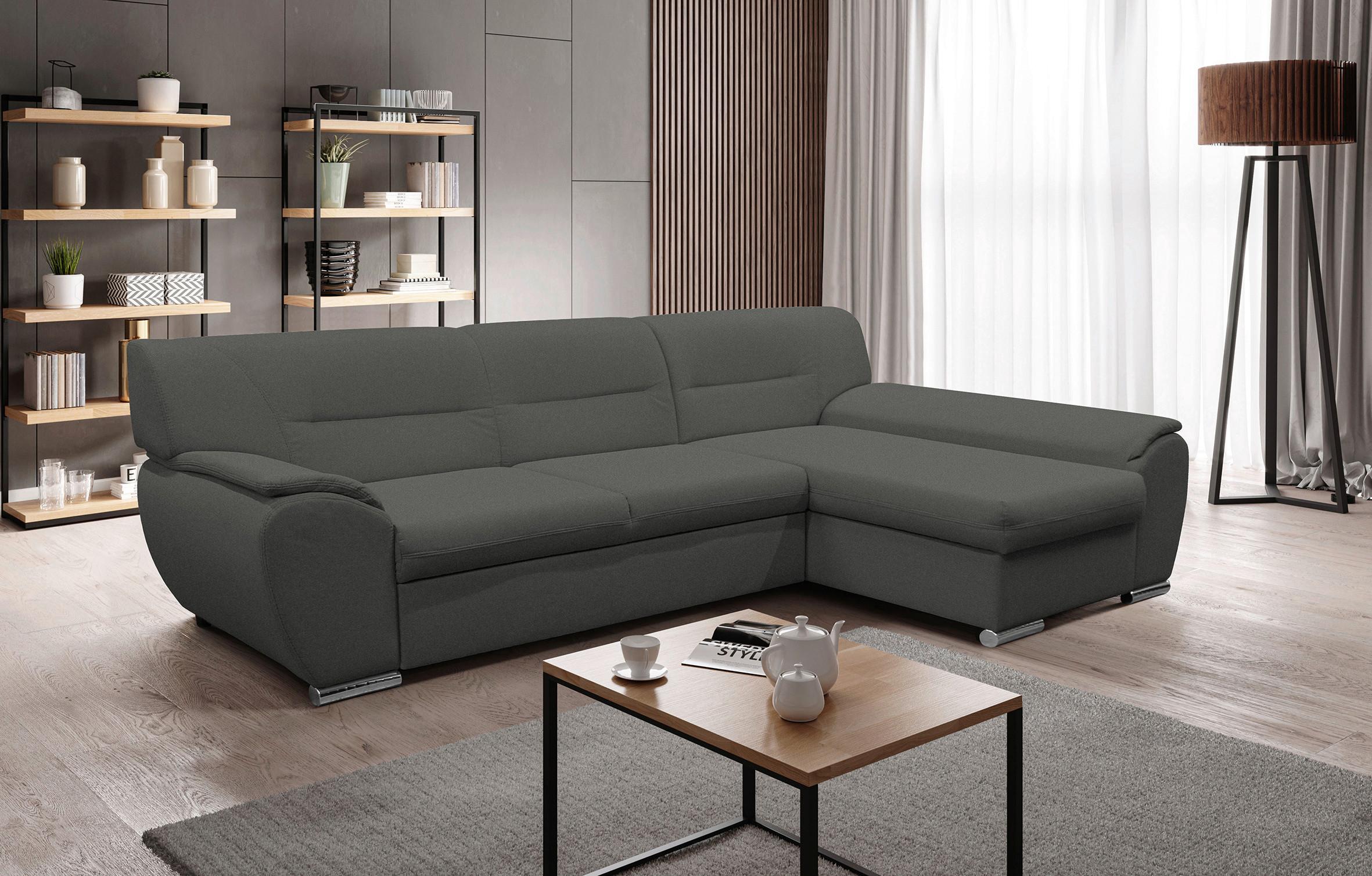 Veratti New Grau Inkl. Schlaffunktion Ottomane Rechts - Silberfarben/Grau, Design, Textil (281/167cm) - MID.YOU