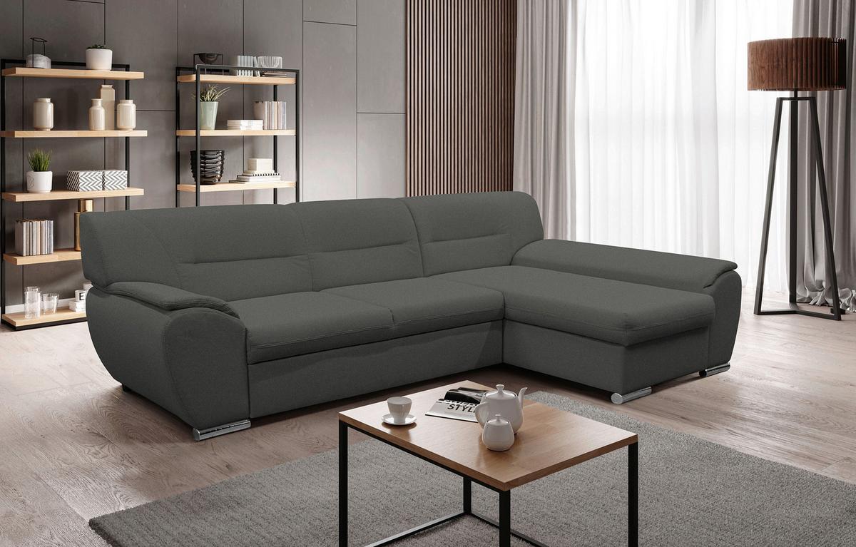 Veratti New Grau Inkl. Schlaffunktion Ottomane Rechts - Silberfarben/Grau, Design, Textil (281/167cm) - MID.YOU