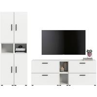 Wohnwand, The ONE 3, B: 300 cm Weiss - Schwarz/Weiß, Trend, Holzwerkstoff (260/182/34cm)