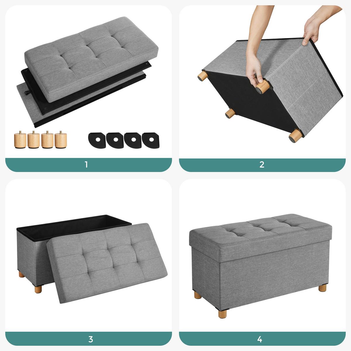 SITZBOX Grau B: 76cm - Naturfarben/Grau, Basics, Holzwerkstoff/Textil (76/40/38cm)