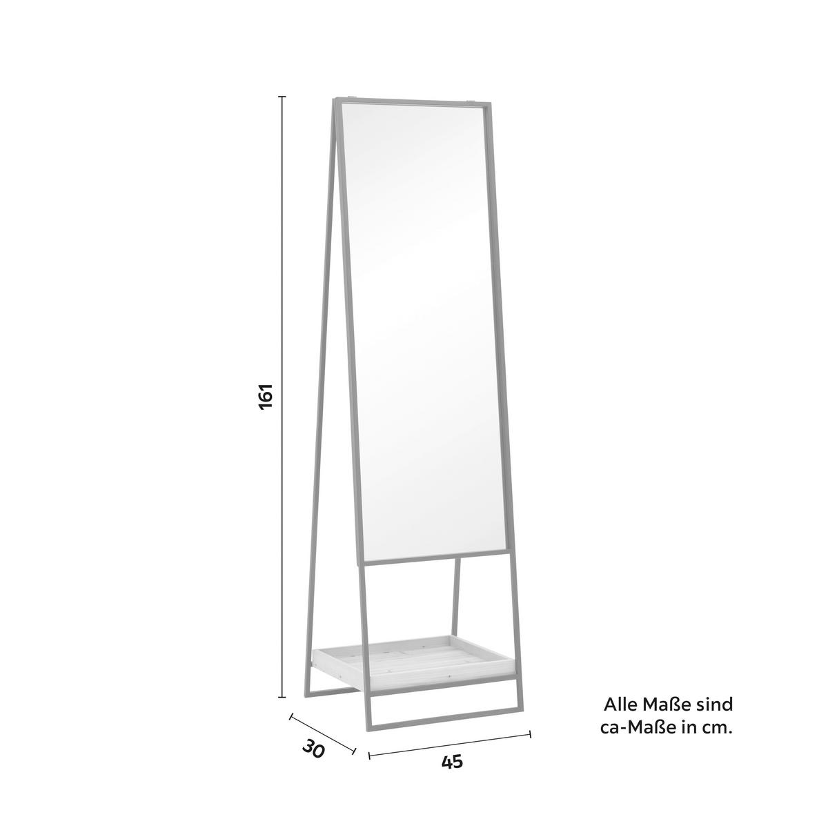 Zrcadlo MALDI - černá/přírodní barvy, Moderní, kov/dřevo (45/161/30cm) - P & B